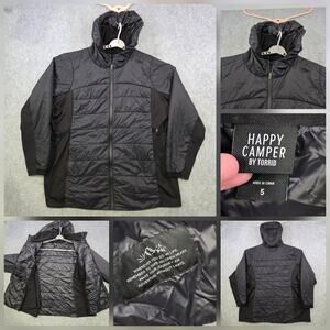 Torrid Happy Camper Jacket Womens 5/6 Plus Black Hooded Quilted Puffer Full Zip